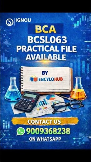 BCSL 063 PRACTICAL FILE BCA AVAILABLE #ignou #practical