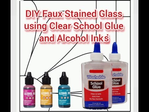 DIY Faux Stained Glass using Clear School Glue & Alcohol Inks
