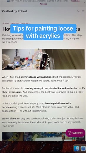Tips for painting loose with acrylics. Link in comments for full ad-free video tutorial.