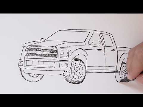 FORD F-150 Pickup Truck | How To Draw Ford F-15 (Follow Drawing) Easy Step By Step