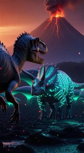 Allosaurus vs a charging Triceratops in a Prehistoric World