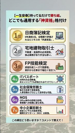 【一生安泰】持ってるだけで勝ち組。どこでも通用する「神資格」格付けランキング #キャリアアップ #転職