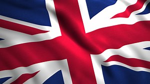 The bright flag of Britain.Motion.Blue is the red and white symbol of Great Britain.