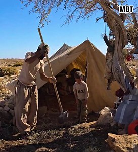 Nomadic life- building a tent in front of it, and fetching water from a spring💧⛺🐑 | MTB biker