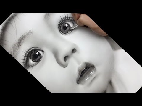 Very Easy Drawing Baby Lips and Eyes Step by step Charcoal Pencil