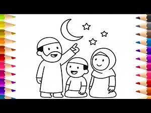 How to Draw Muslim Family Easy Colouring and Painting 🧕👳