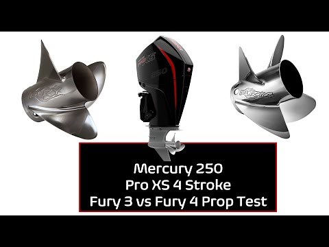 2018 Mercury V8 4 Stroke 250 Pro XS Prop Test 24p 3 vs 4 Blade Fury