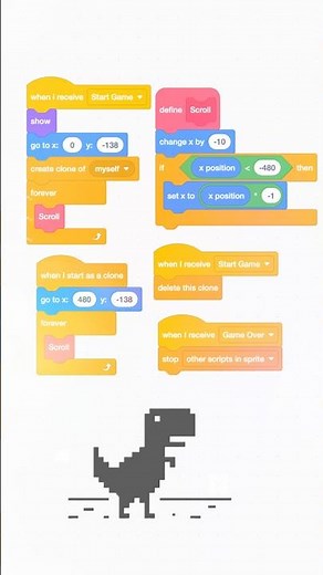 How to Make the Chrome Dino Game in Scratch #scratch #gaming