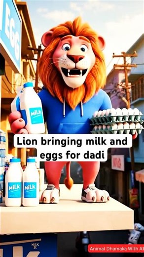 Pink Lion Doing Parkour for Dadi’s Grocery List! 🦁🏃‍♂️ #Shorts