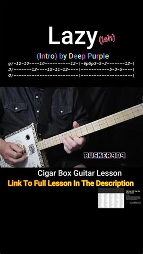 Lazy (ish) by Deep Purple - Intro - Cigar Box Guitar Lesson w Tab #shorts