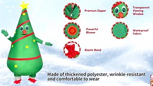Inflatable Costume Adult Christmas Tree Costume Full Body Deluxe Funny Air Blow Up Costume for Men Women Christmas