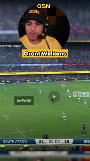 Grant Williams is LIGHTNING FAST! ⚡ #rugby #rugbyunion #rugbyreaction #springboks #southafricanrugby #grantwilliams | QSN