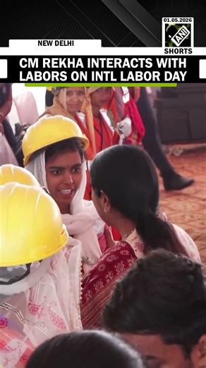 Watch! Delhi CM interacts with labors on Intl labor day at Sant Nirankari Hospital construction site
