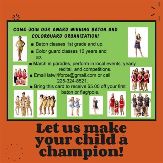 It's time to try something new! BATON TWIRLING & COLOR GUARD!