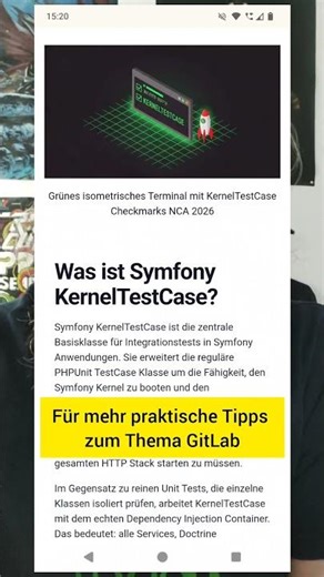 Symfony KernelTestCase for quick tests. We help with PHP setups. #symfony #phpunit