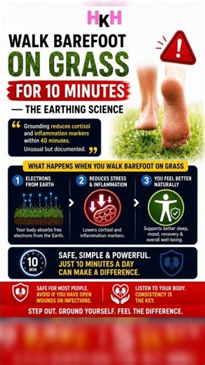 Walk Barefoot on Grass for 10 Minutes Daily — The Science of Earthing 🌿⚡