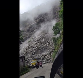 Boulders block mountain road as quarry suffers landslide