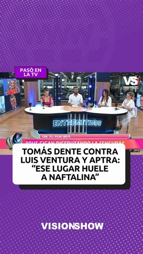 📢 Luego del escándalo que se desató tras la expulsión de Evelyn Von Brocke y Pilar Smith de Aptra, este viernes Tomás Dente fue muy duro con la institución en Entrometidos, el programa que conduce por NET TV. El periodista cuestionó con fuerza el funcionamiento interno de la entidad y también apuntó directamente contra su presidente, Luis Ventura. Durante su descargo, Dente aseguró que la mayoría de los miembros de Aptra “no están aggiornados” y que muchas veces votan sin conocer las programaci