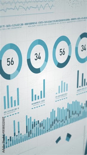 Business Stats Market And Data Vertical Background Business and market data analysis and reports with infographics layout bar stats charts and diagrams on a computer screen in vertical format