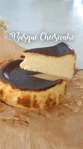 Super Easy Basque Cheesecake #recipe #baking