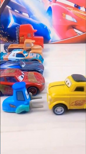 Luigi Pushed Guido, Mcqueen, Jackson Storm, Mack Truck, Pixar Cars #cute #cars #cartoys #pixarcars