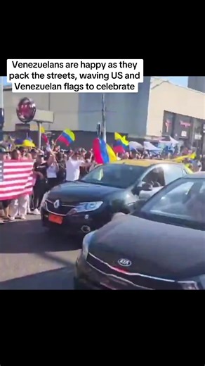 Venezuelans Celebrate in the Streets with Flags