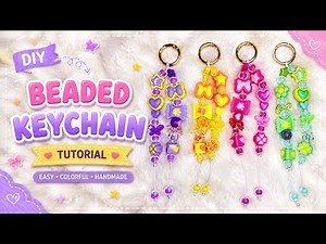 ✨ Cute DIY Beaded Keychain Tutorial 🎀Easy,colorful, and super fun to make! 💖🦋🌈