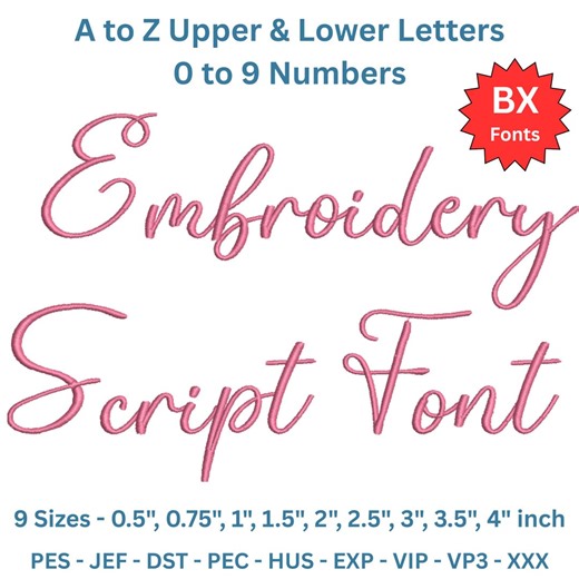 Elegant Script Embroidery Font BX – Handwritten Calligraphy Alphabet A-Z With Numbers & Symbols, Wedding Script Font - Etsy