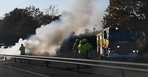 Live: A12 completely shut in both directions after crash and car fire