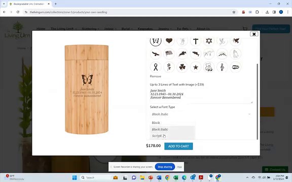 Real time personalization and proofing tool now available on our website! Now you can make a loved one's (or pet's) urn more meaningful by adding their name, dates, sentiment, etc. and have it engraved on the urn or bamboo urn casing! To use this unique and easy-to-use tool, visit us at the links below: The Living Urn: https://www.thelivingurn.com/pages/tree-zip-code Eco Water Urn: https://www.thelivingurn.com/products/eco-water-urn Eco Scattering Urn: https://www.thelivingurn.com/products/eco-s