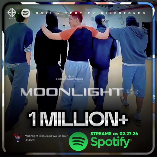 HANDS DOWN MY FAVEST TRACK FROM THE #SAWConcertAlbum…✊🏻😍 #MOONLIGHT 🌖 from @SB19 Official's #SimulaAtWakas KickOff Concert Album has now unlocked #1MillionStreams on Spotify 🤩👑 #SB19 🍎