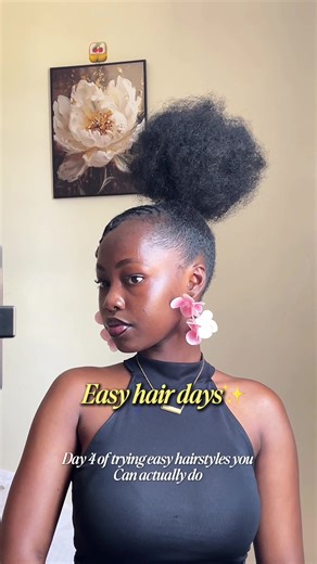 Easy High Afro Puff with Braided Loop Style