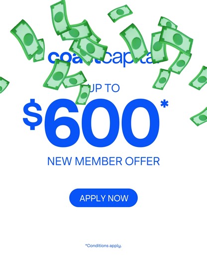 💰For a limited time, become a new member and you can get up to $600* plus a bonus savings rate.** - 💵 up to $400 when you open and use a new chequing account - 💳 up to $200 when you open and use a new Coast Capital Mastercard® - a 3.7% bonus interest rate with a new High-Interest Savings Account** Learn more at coastcapitalsavings.com/switch *Conditions apply. **Per annum, on new deposits up to $500,000 total for a limited time. | Coast Capital