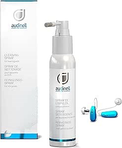 Cleaning Spray (100ml) + Brush | Alcohol-Free | Dissolves, Cleans, Removes Earwax & Sweat from Hearing Aids, Airpods, Earbuds, Earplugs, in-Ear Monitors, Hearing Protection Devices
