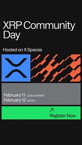 XRP Community Day 2026 is coming → On Feb 11 and 12, XRP holders, builders, institutions, and Ripple leaders will come together across three live 𝕏 Spaces to unpack how XRP is being used today and where it’s headed next. Sessions will cover regulated XRP products like ETFs and ETPs, XRP Innovation Spotlights, wrapped XRP, and new features expanding XRP utility and more with speakers including Brad Garlinghouse, Monica Long, David Schwartz, Stu Alderoty, and ecosystem partners across EMEA, the A
