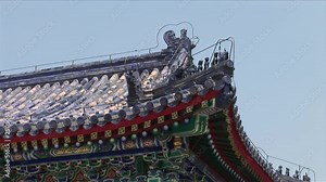 Close-up of a Chinese architecture roof in Beijing China