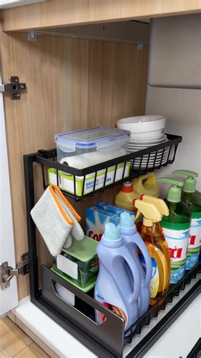 Rust-Proof Metal Cabinet Organizer for Easy Kitchen Storage