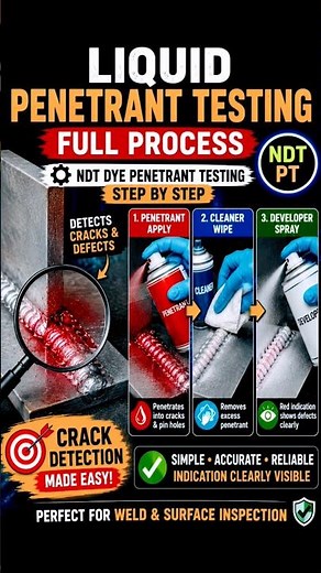 Liquid Penetrant Testing Full Process ⚙️ NDT Dye Penetrant Testing Step by Step #shorts
