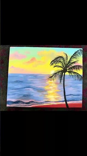 Stunning Sunset Palm Tree Silhouette Painting 🌴✨ Process & Reveal
