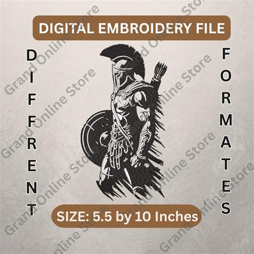 Spartan Warrior Embroidery Design, Greek Embroidery File, Soldier Helmet - Etsy