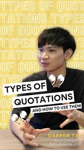 1.1K views · 59 reactions | ❗️Types of Quotes❗️ & How to Use Them in a Speech  In this video, I will guide you through the different types of quotes that can elevate your speech to a whole new level. Whether you're delivering a presentation, giving a TED talk, or simply want to captivate your audience during a conversation, incorporating quotes is a powerful technique that can make all the difference. | Darren Tay | Facebook