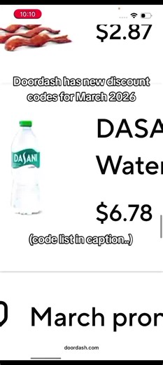 ⤵️ DoorDash March Discount Codes That Works (2026) 1️⃣🔥 50% Off — MAR50 Takes a big chunk off. I always try this one first. 2️⃣💳 $500 DoorDash Credit — once per account ⭐️ Found this on Dashbites.store There’s an explanation there. 3️⃣🌯 25% Off — SNACK25 Around 25% off on some orders. Works sometimes. 4️⃣🍗 40% Off — GRUBY40 Close to 40% off for some accounts. Worth a try. 📌 Save this so you don’t forget next time you order 📤 Send it to whoever’s ordering food
