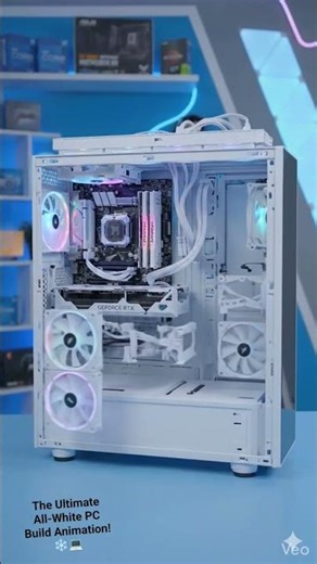 The Ultimate All-White PC Build Animation! ❄️💻 #PCBuild #PCGaming #TechTok #SatisfyingVideo