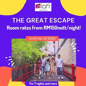 WOW, stay 7 nights and more from only RM150nett/night, inclusive of one-time free parking (per stay), and 30% off F&B and laundry, only at Aloft KL Sentral. It’s the Great Escape that you need, so come and treat yourself to an awesome stay in our plush rooms and splash around in the area’s only rooftop pool. Valid for up to 4 people per room, from now to 31 Oct 2020. T&C’s apply. Book now at www.aloftkualalumpursentral.com with the code ‘LTS’ or call (03) 2723 1188 to find out more. #aloftkls #a