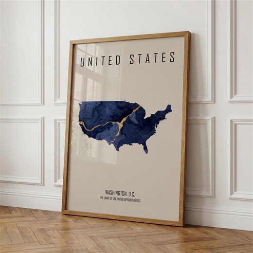 United States (USA) Map Poster | Washington, D.C. Wall Art | Customizable North America Art Print | Travel Gift | Digital - Etsy UK