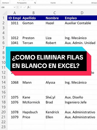 Cómo eliminar filas en blanco en Excel de manera fácil