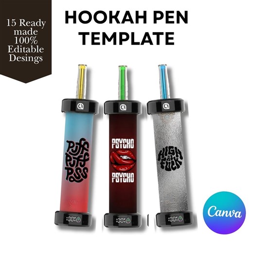 Professional Hookah Pen Mockup Templates | Drag & Drop Ready Canva | Vape Wrap | High-res Digital Designs - Etsy