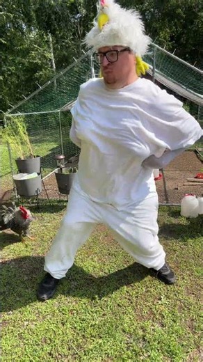 I don’t think the rooster liked my dance moves!