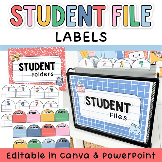 Student File Labels, Student Mailbox Labels, Absent Folders, File Folder Labels for Composition Notebook & Bright Classroom Decor Theme - Etsy