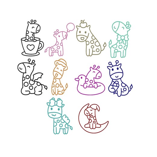 Giraffe Baby Clipart Embroidery Design, Cartoon Safari Animal Machine Embroidery File, Instant Download - Etsy
